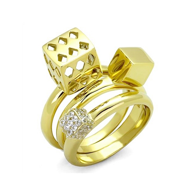 14K Gold Plated Modern Fashion Ring Clear CZ