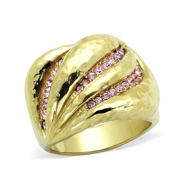 14K Gold Plated Modern Fashion Ring Light Rose Crystal