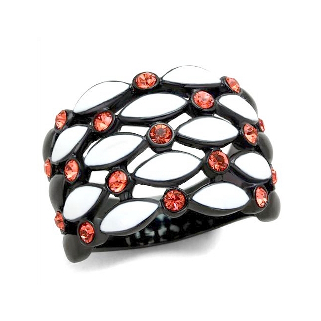 Ion Black Plated Fashion Ring Garnet Crystal