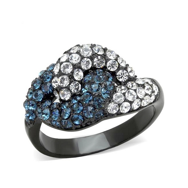 Ion Black Plated Pave Fashion Ring Montana Crystal