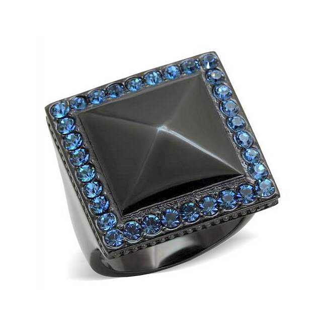 Ion Black Plated Fashion Ring Montana Crystal