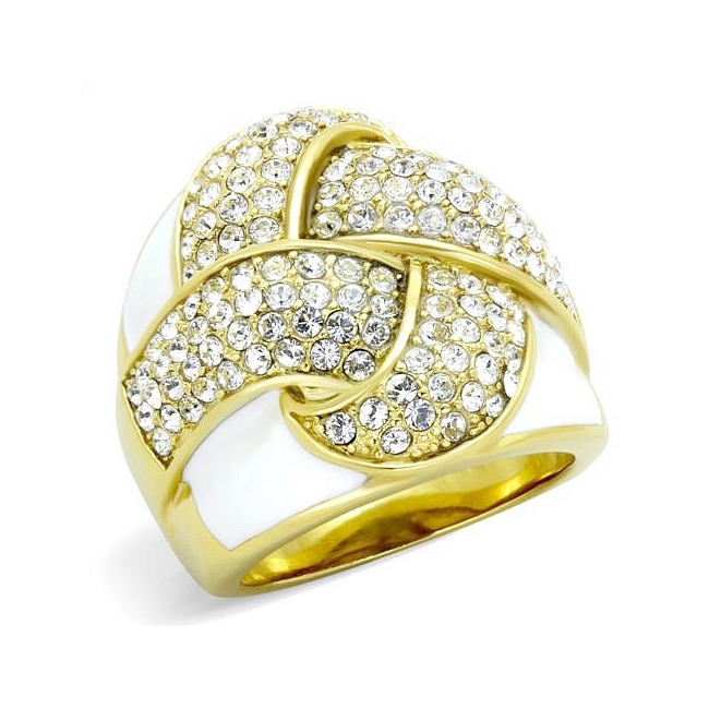 14K Gold Plated Pave Fashion Ring Clear Crystal