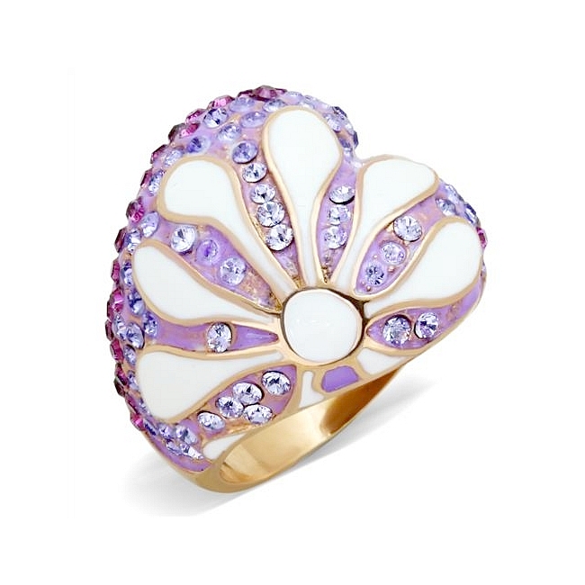 Stunning 14K Rose Gold Plated Fashion Ring Multi Color Crystal