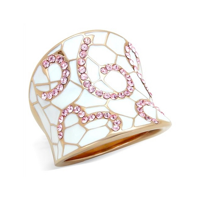 14K Rose Gold Plated Modern Fashion Ring Light Rose Crystal