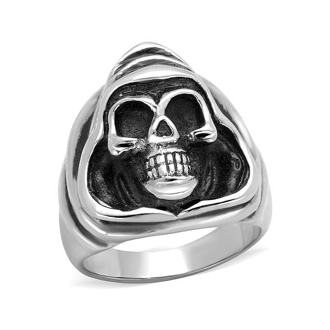 Silver Tone Skull Mens Ring