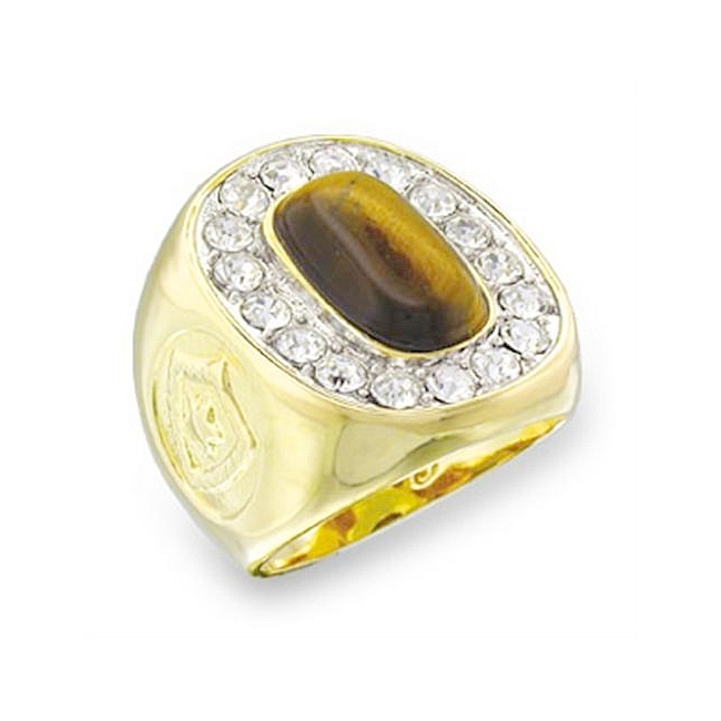 Two Tone Mens Ring Smoked Topaz Cubic Zirconia