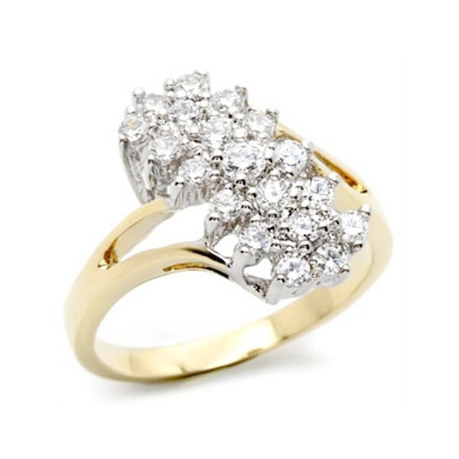Two Tone Pave Fashion Ring Clear Crystal