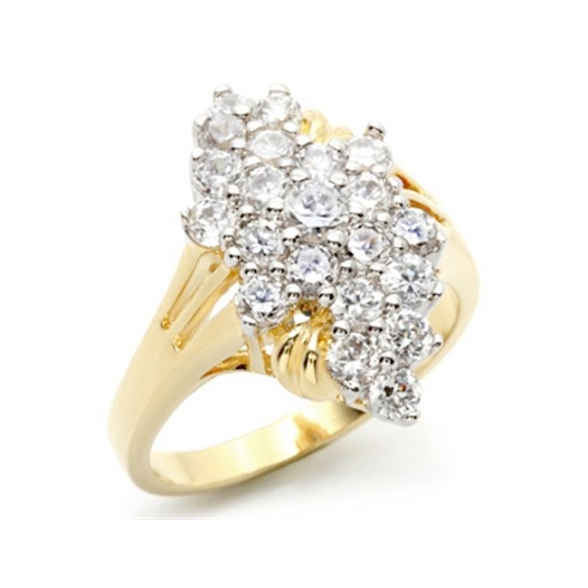 Classy Two Tone Pave Fashion Ring Clear Crystal