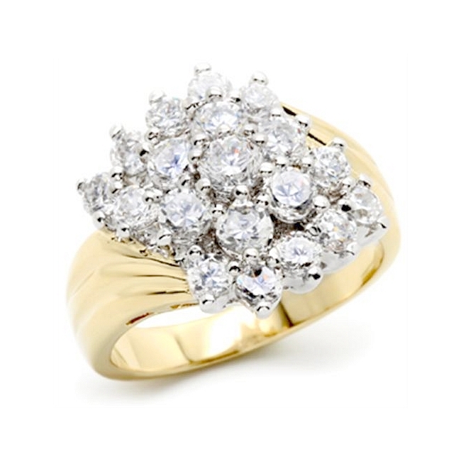 Lovely Two Tone Pave Fashion Ring Clear Crystal