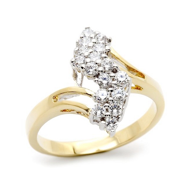 Petite Two Tone Pave Fashion Ring Clear Crystal