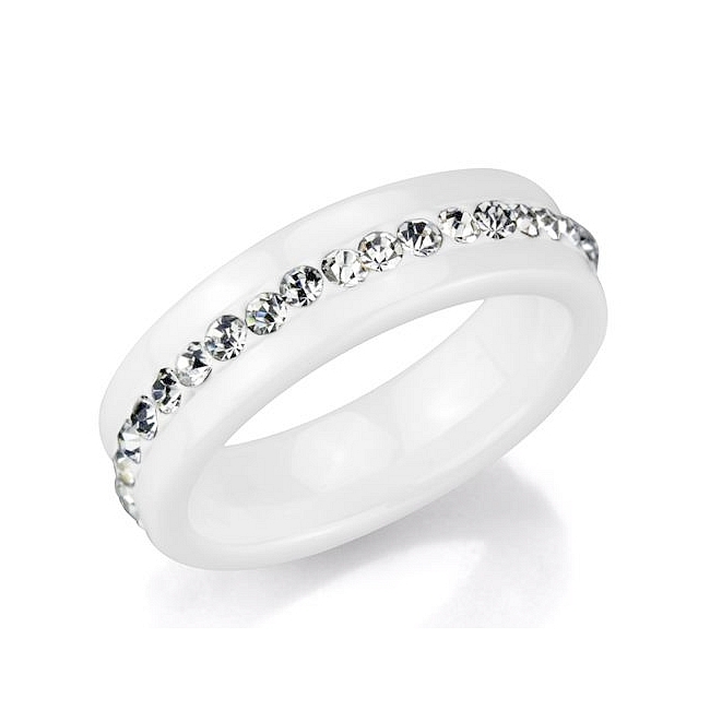 Ceramic Eternity Wedding Ring Clear Crystal
