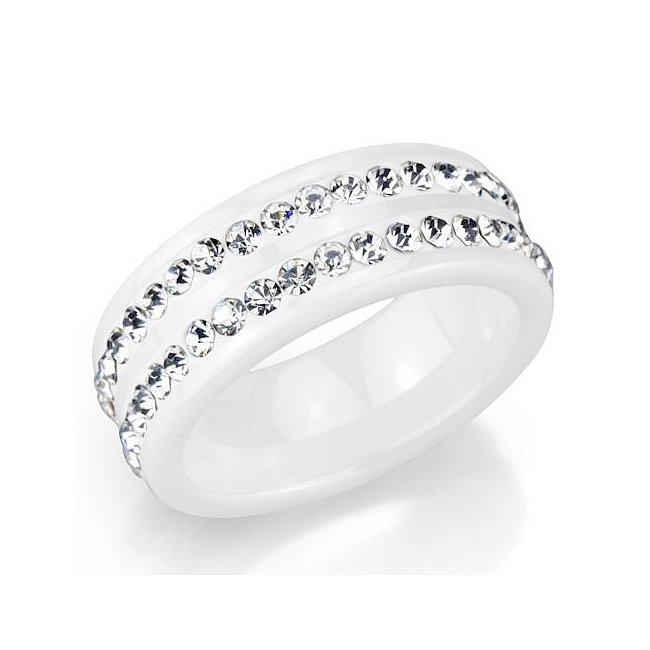 Ceramic Eternity Wedding Ring Clear Crystal