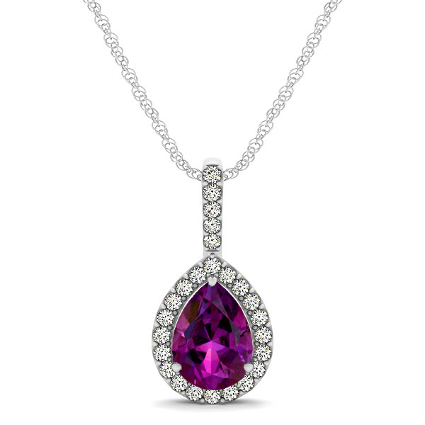 Classic Drop Necklace with Pear Cut Amethyst Pendant