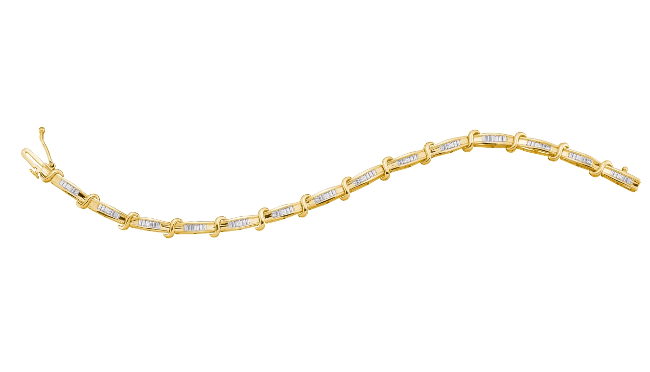 1.00 CT Bagguette Diamond Bracelet Yellow gold