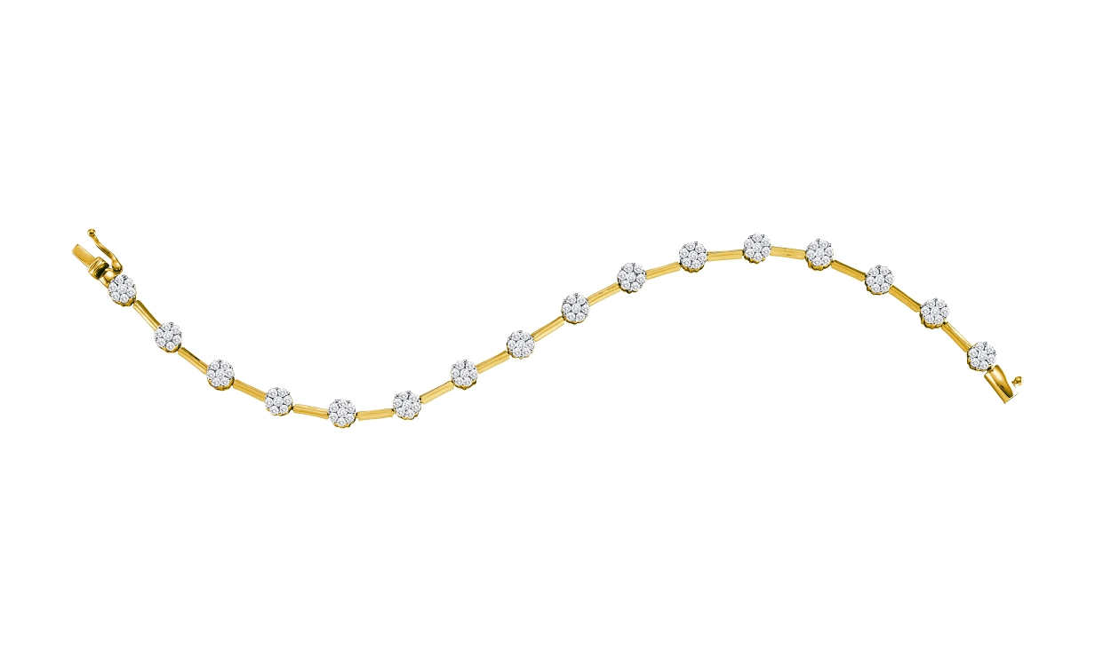 2.00 CT Diamond Flower Bracelet 14K Yellow gold