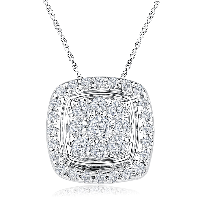 Royal Halo 0.50 CT Diamond Pendant Necklace White gold