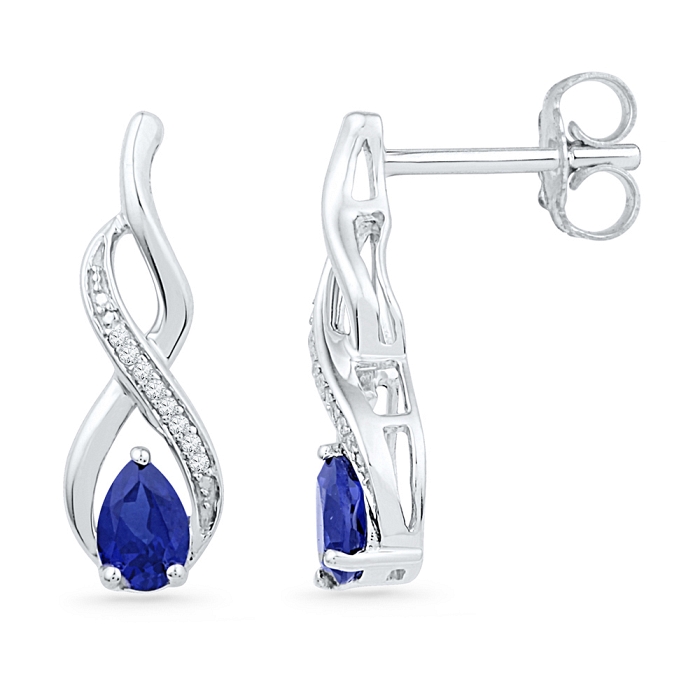 Sapphire Earrings Infinity Drop
