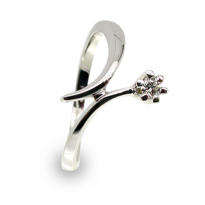 Modern Italian Engagement Ring Unique Split Shank 0.03 Diamond