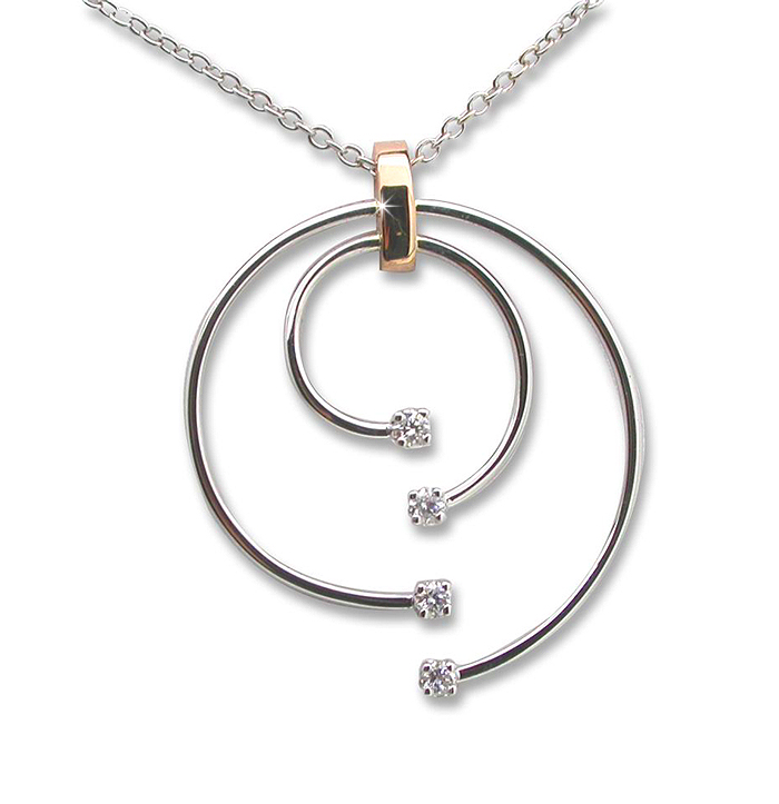 Contemporary Italian White Gold 0.15 CT Diamond Necklace