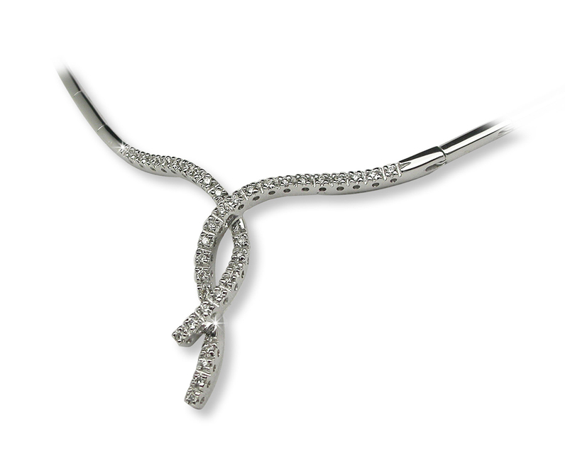 Italian Twisted Knott 0.25 CT Diamond Necklace 18K White Gold