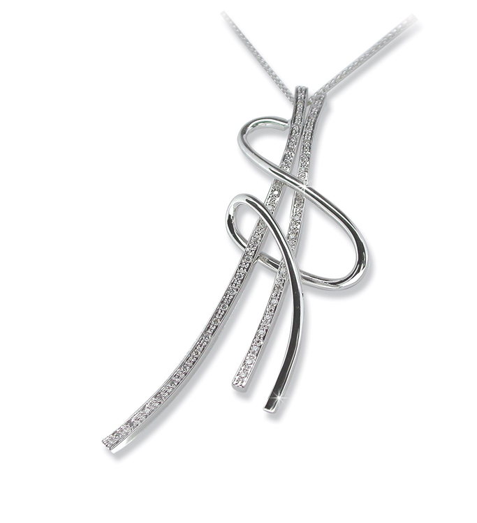 Extraordinary Twisted Letter "S" Necklace with 0.28 CT Diamonds