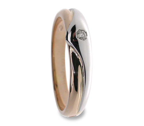 Italian White & Pink Gold 0.04 CT Diamond Wedding Ring