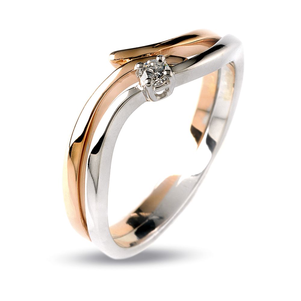 Italian Split Shank 0.04 CT Solitaire Diamond Engagement Ring