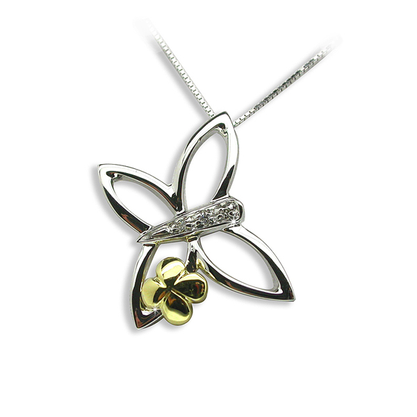 Modern Pave Butterfly 0.03 CT Diamond Necklace