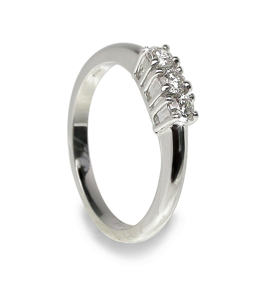 Italian Designer 0.10 CT Three-Stone Diamond Wedding Ring