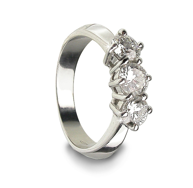 Three-Stone 0.30 CT Diamond Engagement Ring in 18K Italian White Gold