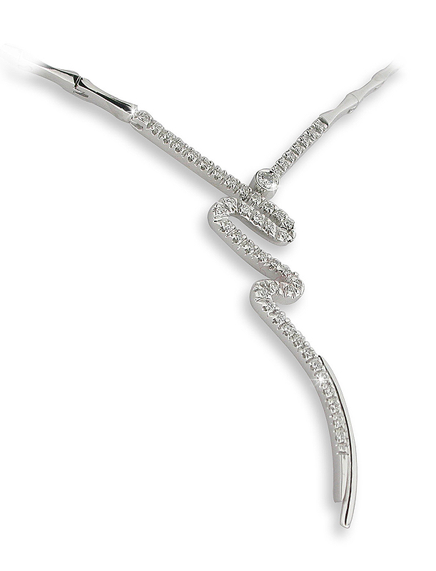 Italian Exquisite Serpentine Pave Necklace 0.65 CT Diamonds