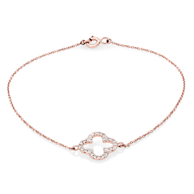 Couture Single Clover Leaf Diamond Bracelet in 14K Rose Gold