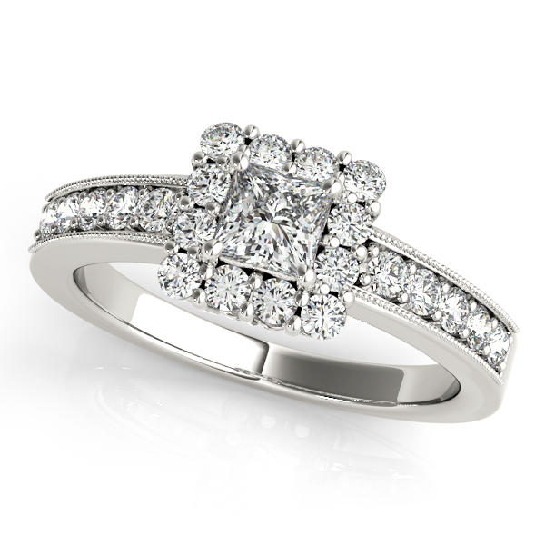 Trendy Princess Cut Engagement Ring Stylish Vintage Filigree