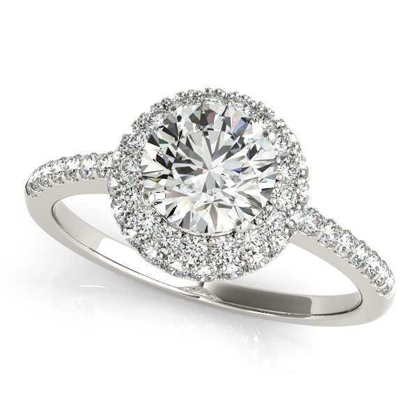 Original Side Stone Duet Halo Round Diamond Engagement Ring