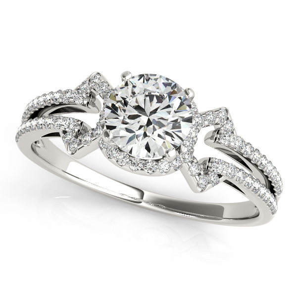 Unique Arrow Shank Diamond Engagement Ring