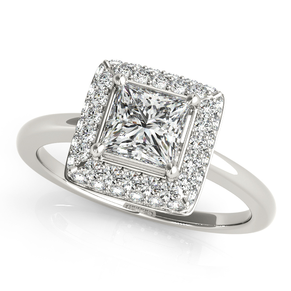 Traditional Princess Cut Duet Halo Diamond Engagement Ring