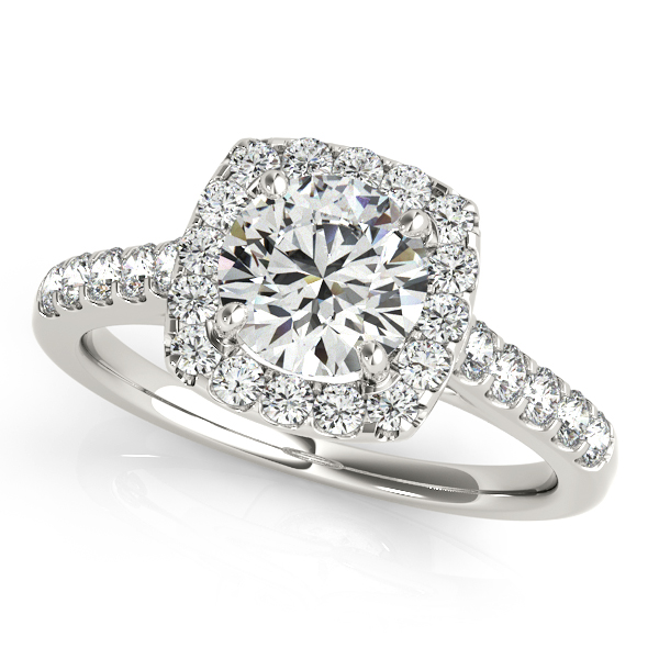 Fashionable Square Halo Diamond Engagement Ring Round Cut