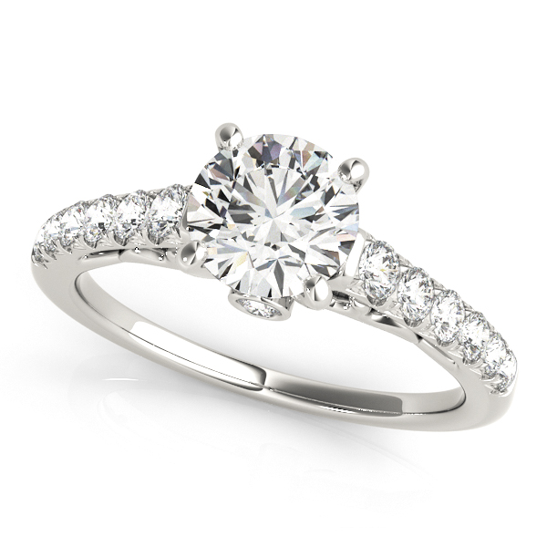 Bezel Accent Engagement Ring with Round Diamond Side Stones
