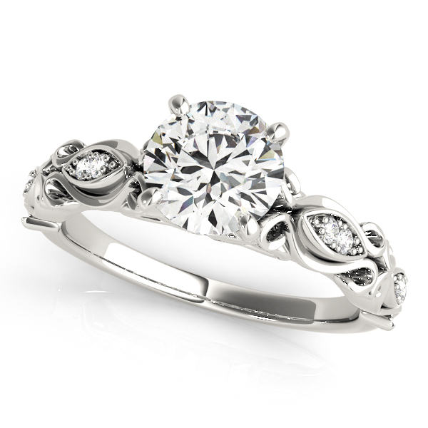 Artistic Side Stone Diamond Engagement Ring Antique Shank