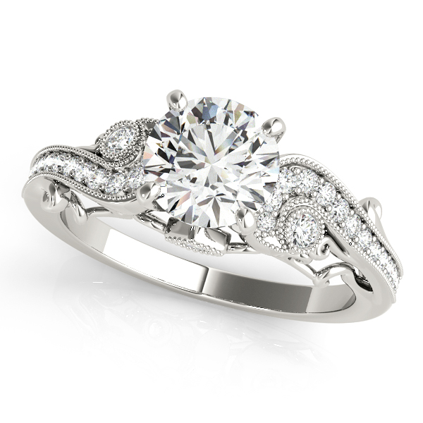 Distinguished Side Stone Antique Filigree Engagement Ring