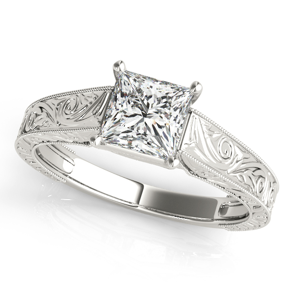 Exquisite Princess Cut Vintage Trellis Diamond Engagement Ring