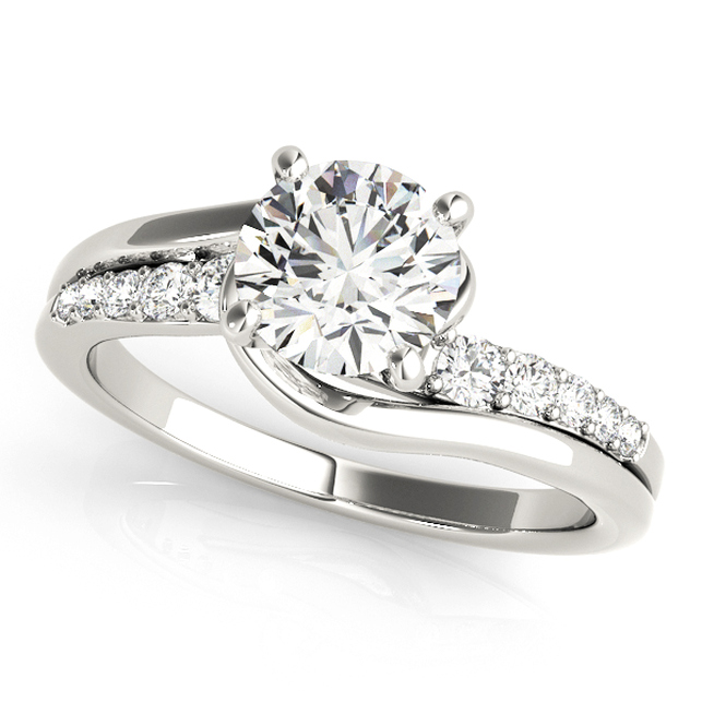 exquisite solitaire side stone bypass engagement ring