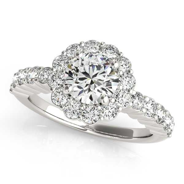 Exceptional Harmonica Side Stone Engagement Ring Round Halo