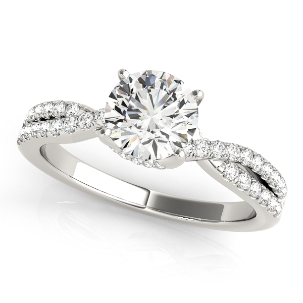 Unusual Side Stone Engagement Ring with Accent Diamonds
