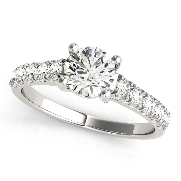 Fashion-Forward Trellis Diamond Engagement Ring with Side Stones