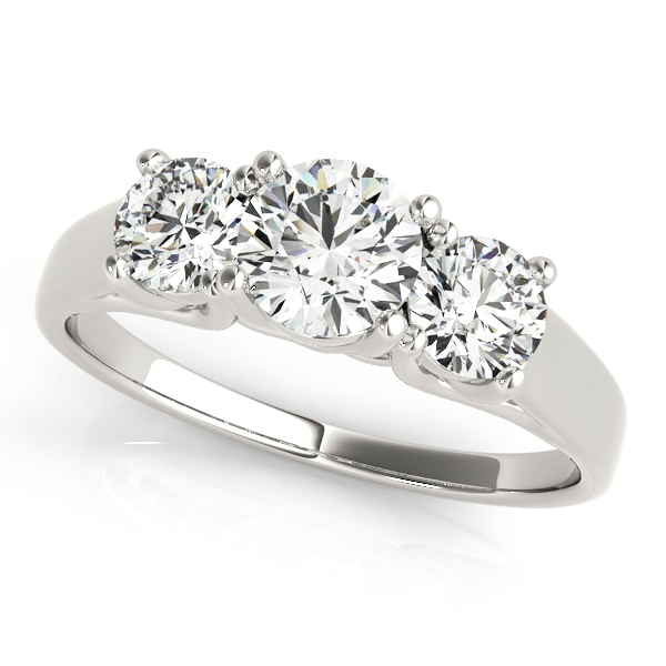 Exclusive Trellis Three Stone Diamond Engagement Ring