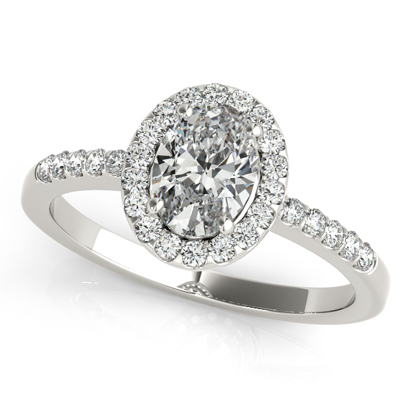 Special Oval Cut Engagement Ring Round Cut Diamond Side Stones