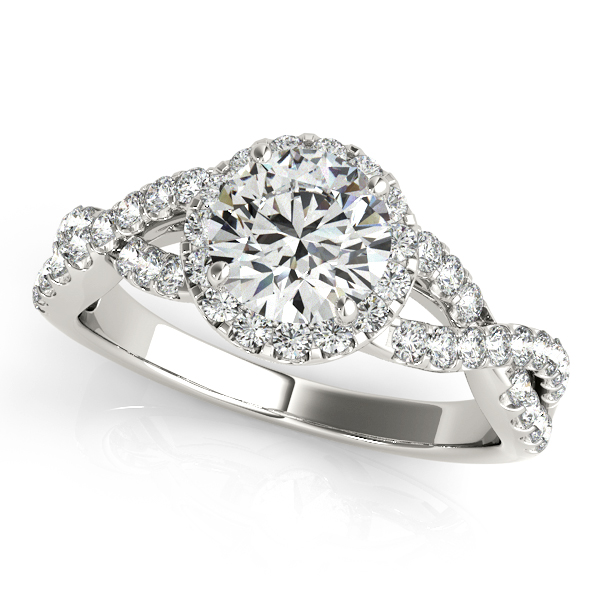 Diamond Infinity Shank Halo Engagement Ring with Side Diamonds