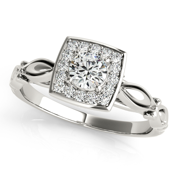 Original Bow Tie Shank Square Halo Diamond Engagement Ring