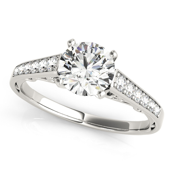 Traditional Side Stone Diamond Engagement Ring Prong Setting
